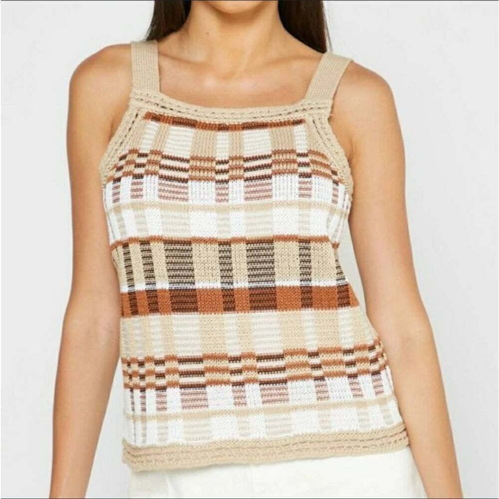 Banana Republic Plaid Cropped Knit Sweater Tank